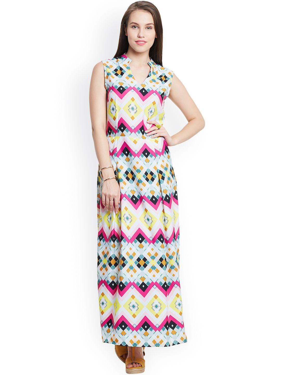 wisstler women multicolour printed crepe maxi dress