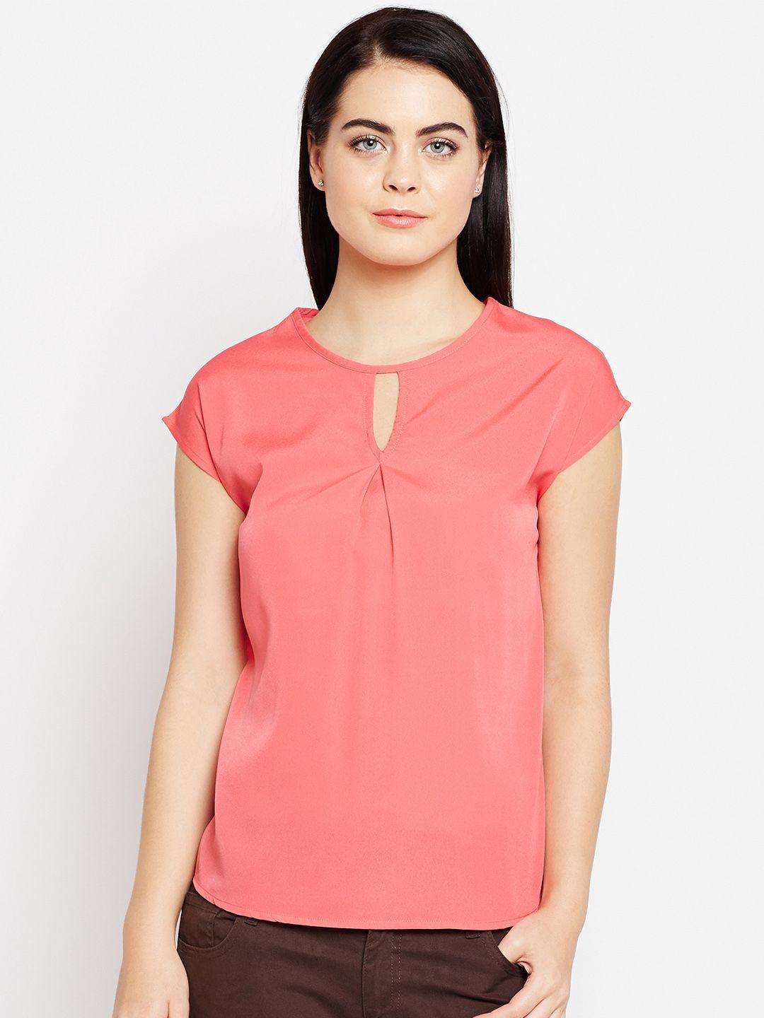 wisstler women peach-coloured solid top