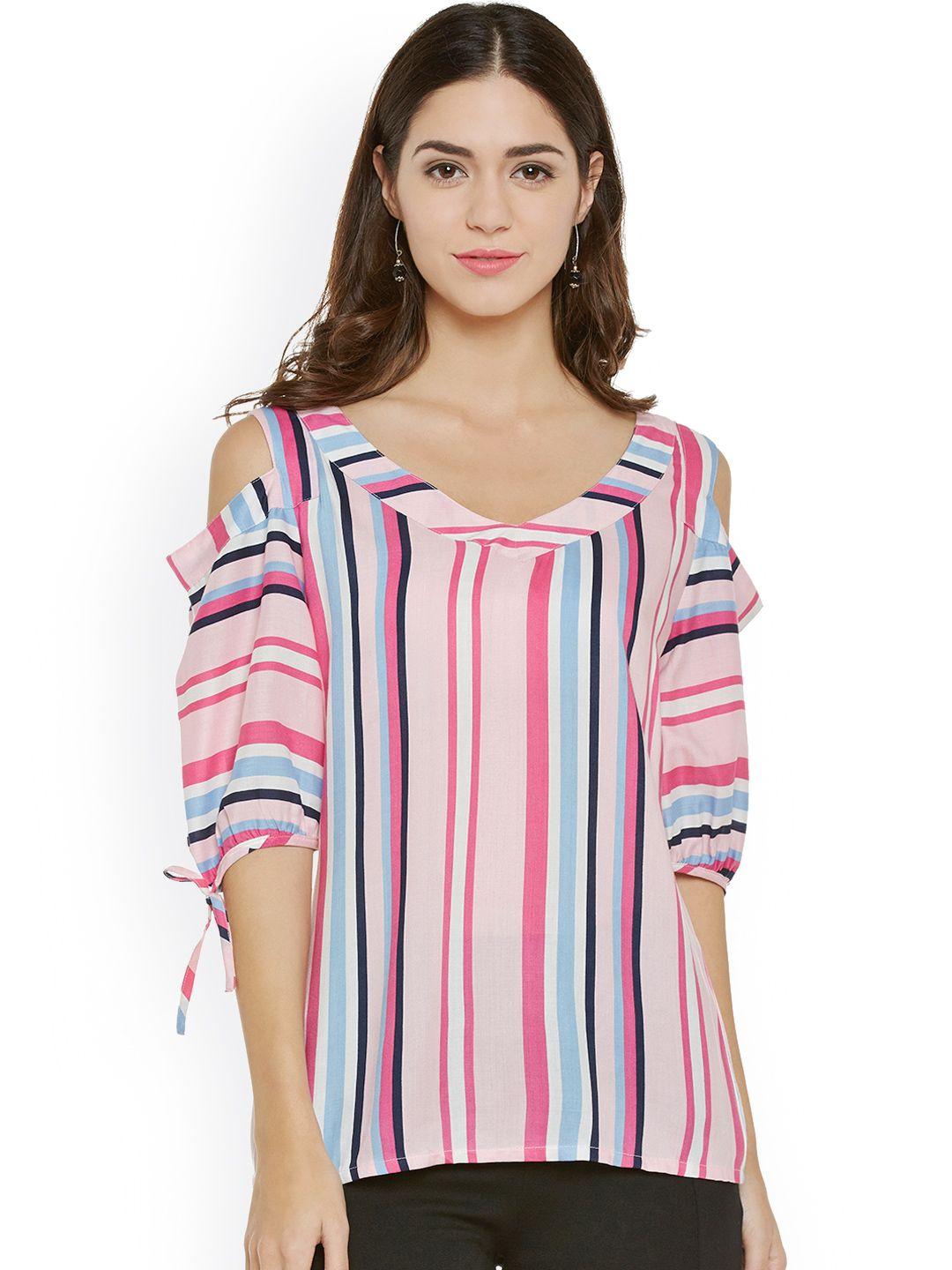 wisstler women pink & white striped top