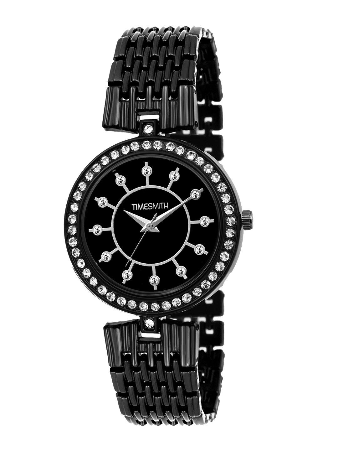 wm men embellished dial & stainless steel textured straps analogue watch ddwm-049