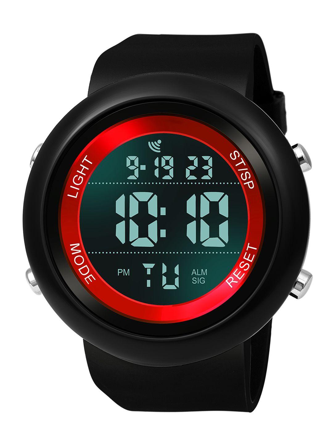 wm men printed dial & black straps digital watch