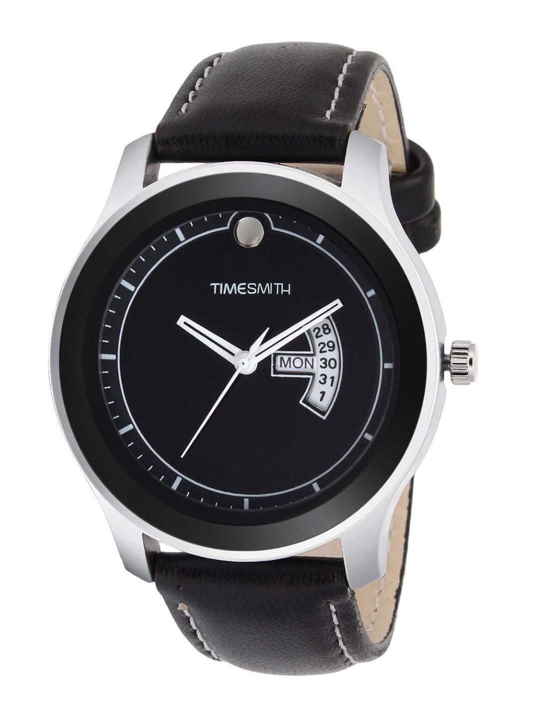 wm men printed dial & leather straps analogue watch tsc-004