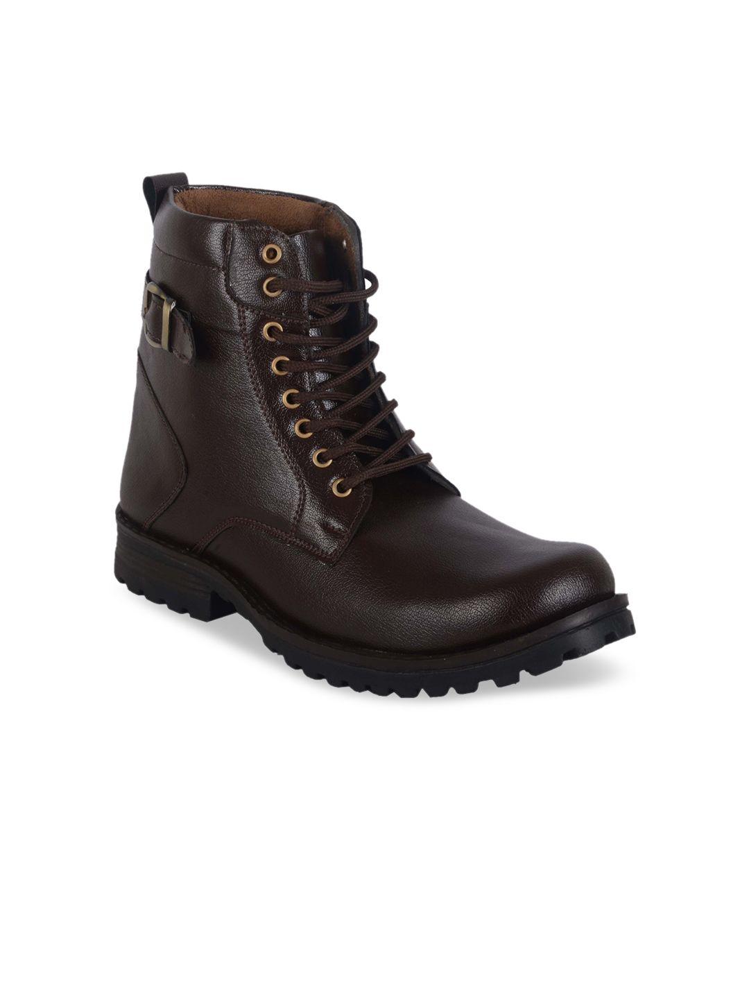 woakers men textured mid-top lace-ups boots