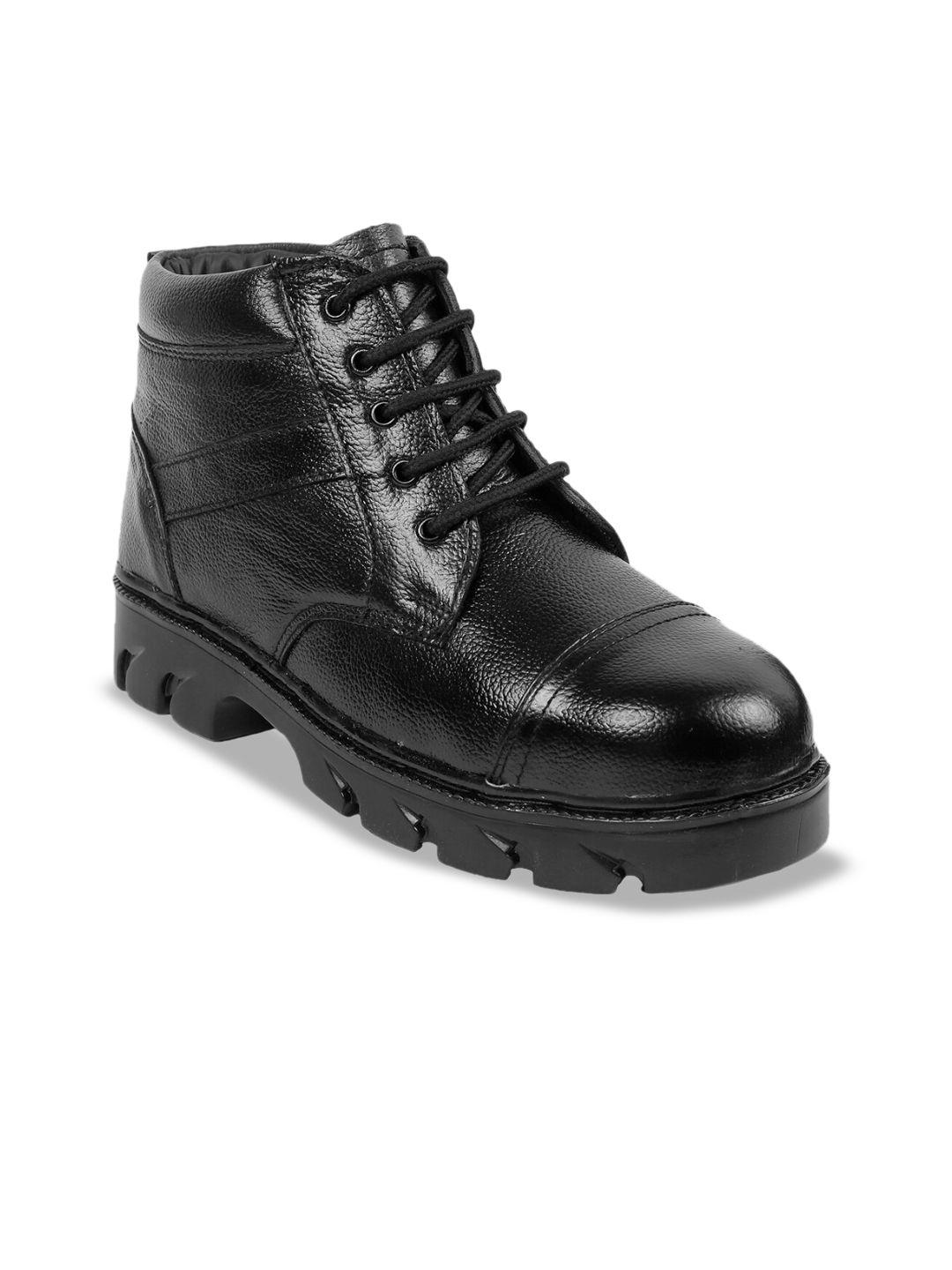 woakers men textured mid-top lace-ups boots