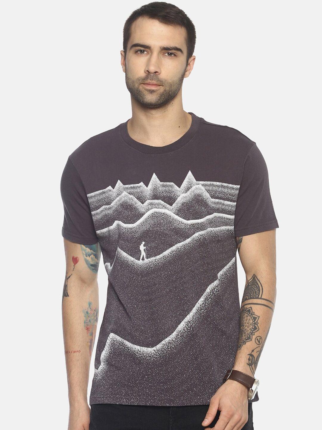 wolfpack men charcoal grey printed cotton t-shirt