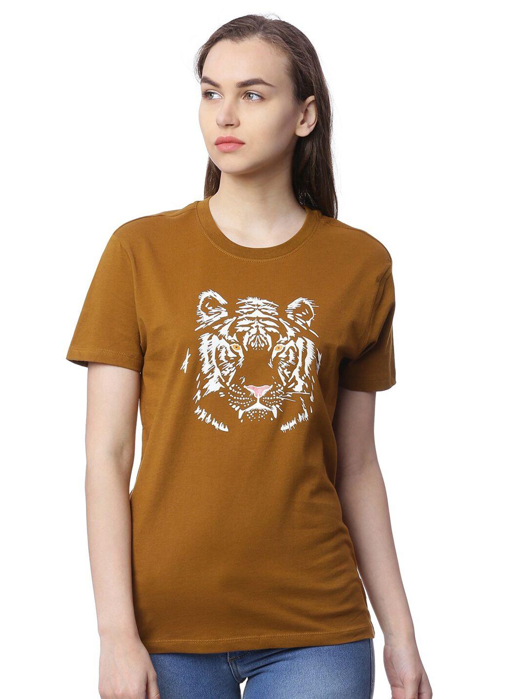 wolfpack women brown tiger printed t-shirt
