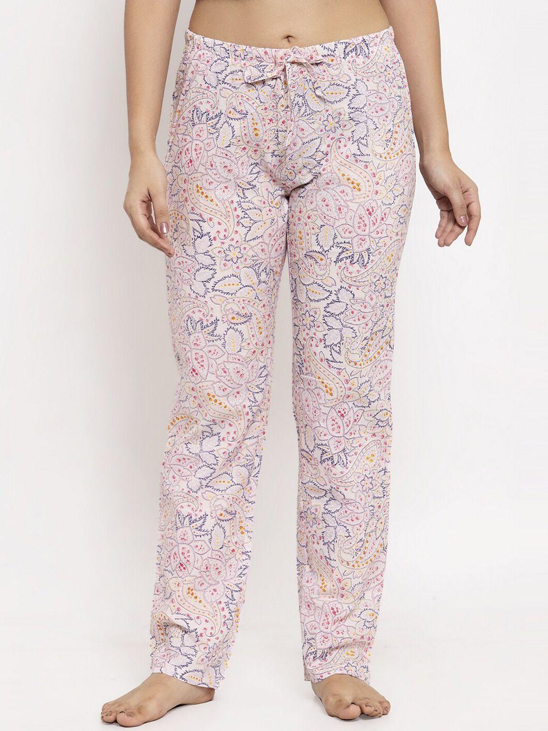 wolfpack womens pink floral cotton lounge pants