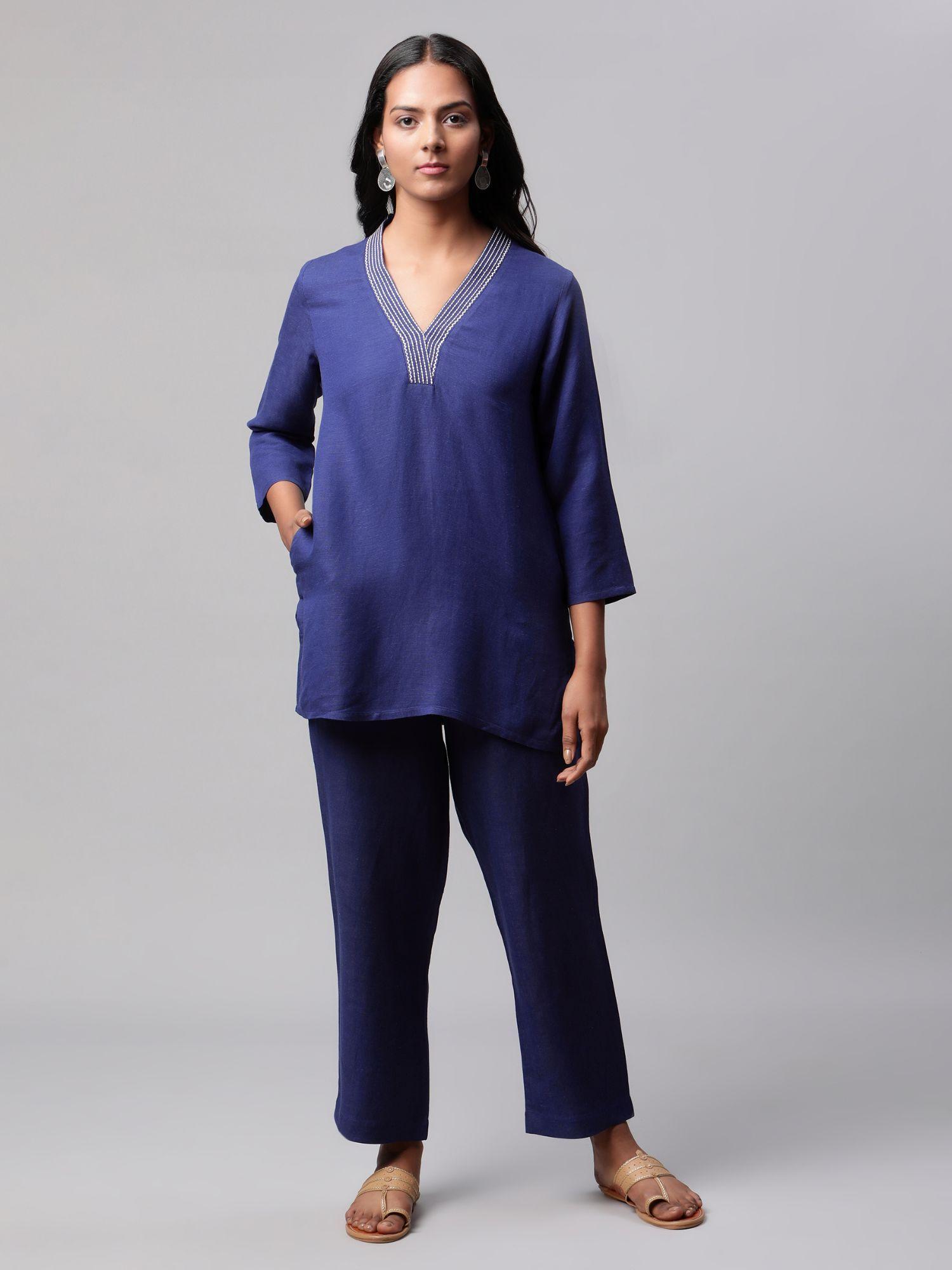 woman indigo tunic