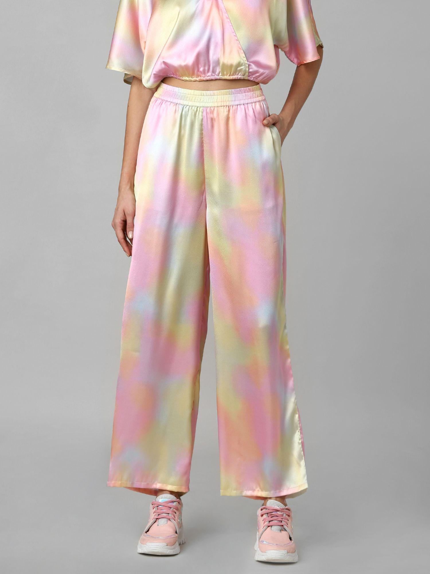 woman printed multicolor pants