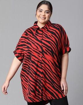 women animal print regular fit tunic