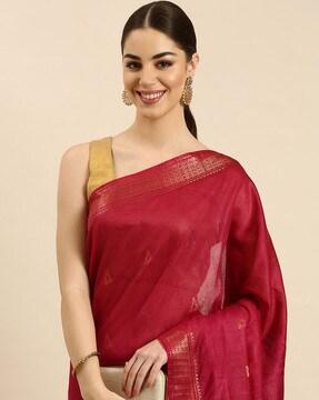 women art silk saree with tassels