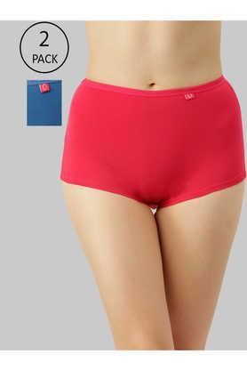 women assorted solid deep color pack of 2 inner elasticated lycra boy short panties - multi