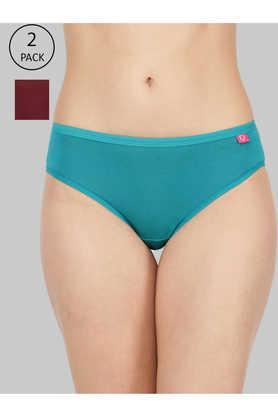 women assorted solid deep color pack of 2 inner elasticated lycra hipster panties - multi