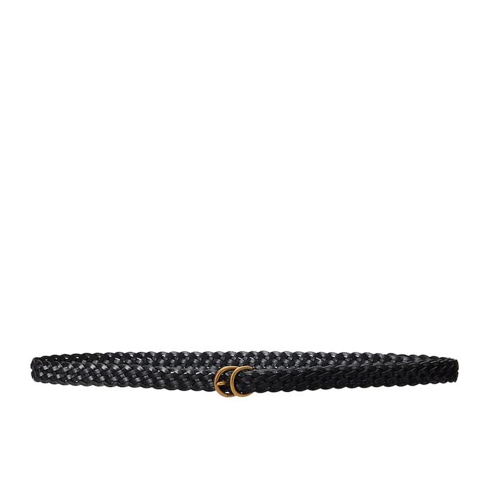 women black braided vachetta leather skinny belt