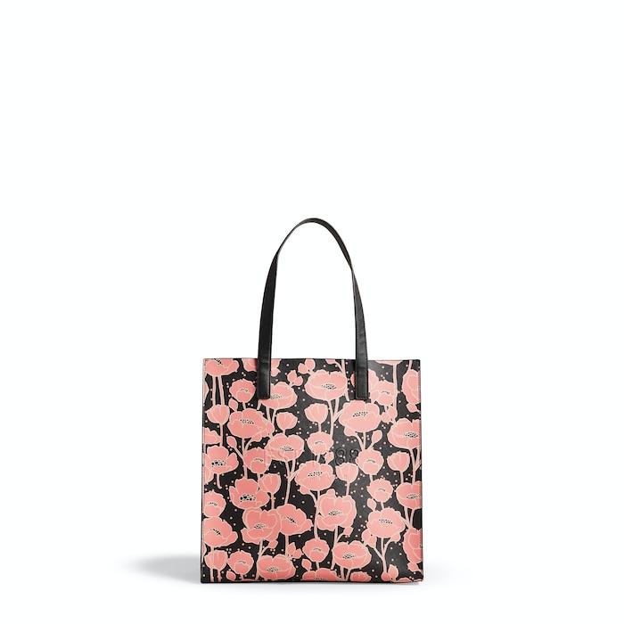 women black floral print tote bag