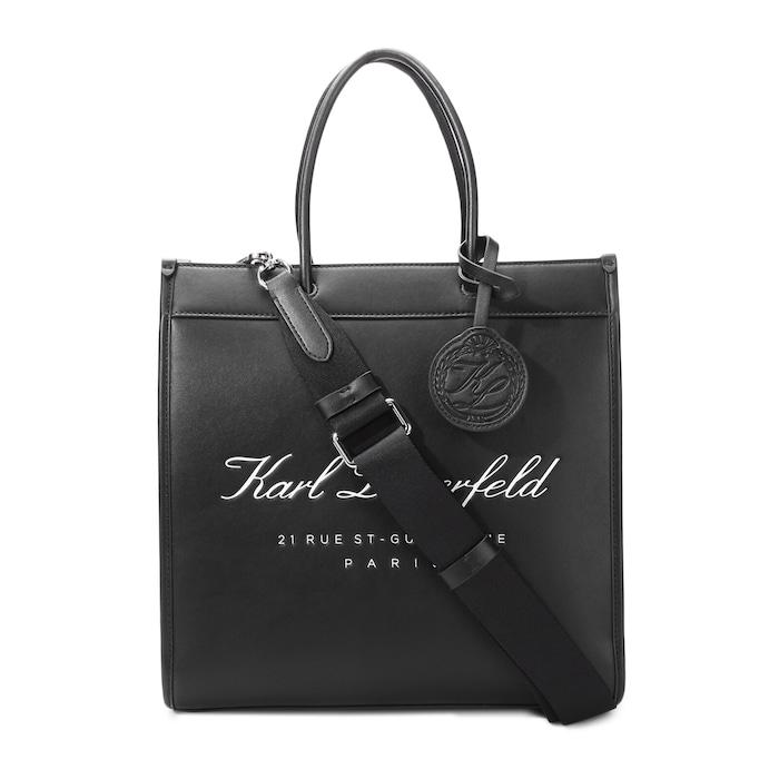 women black front branding leather tote bag