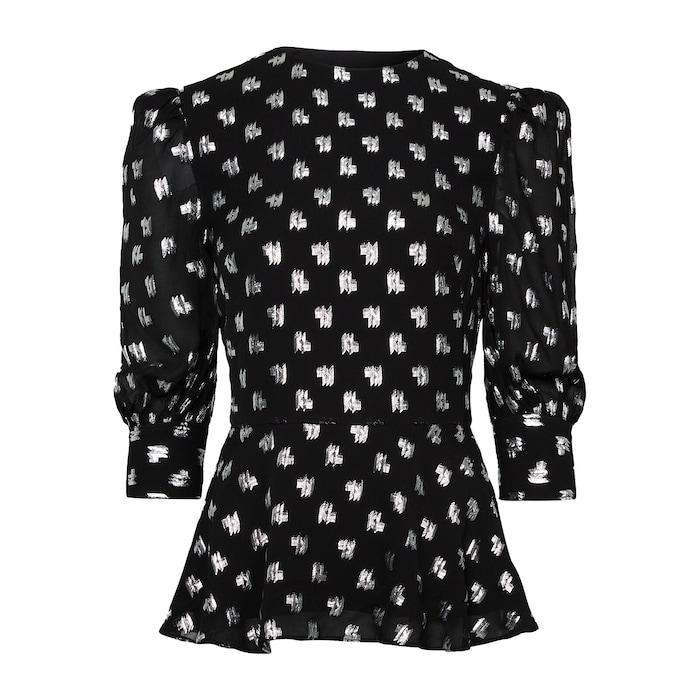 women black metallic kl monogram blouse