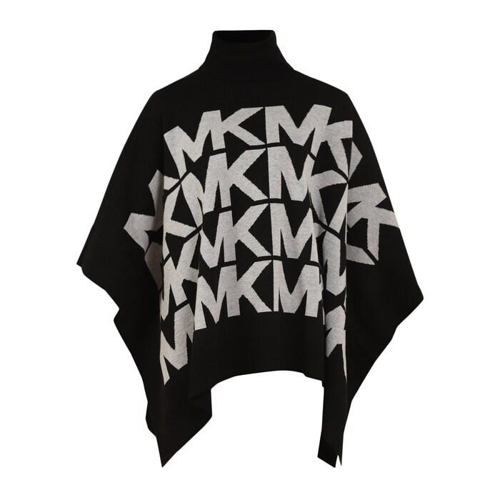 women black oversized mk logo poncho sweater