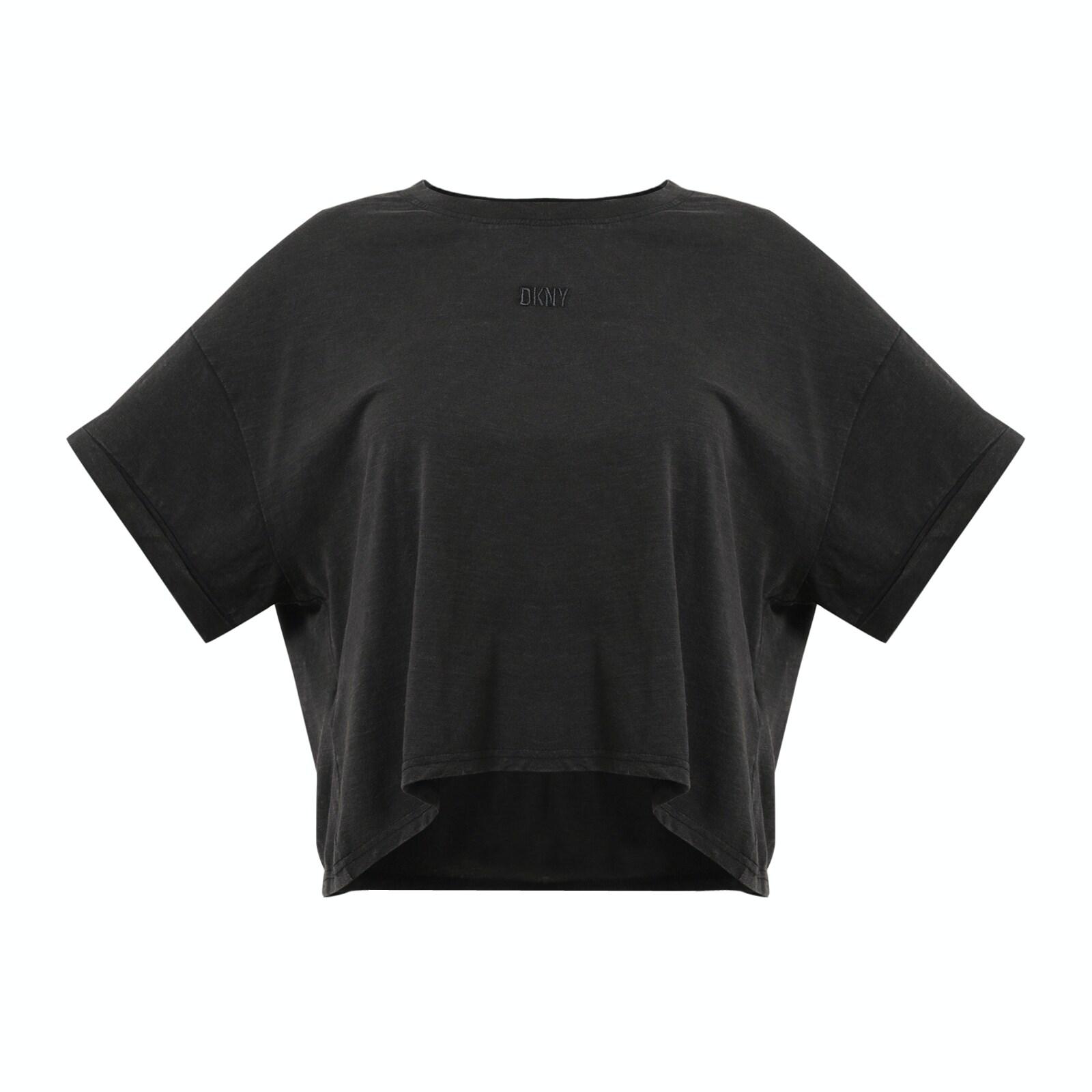 women black solid logo cropped boxy t-shirt