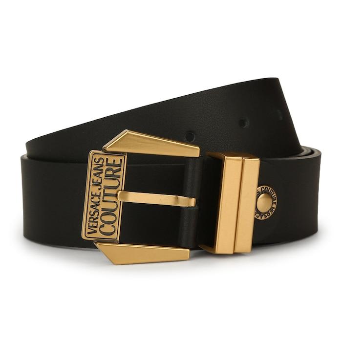 women black solid pin-buckle leather belt
