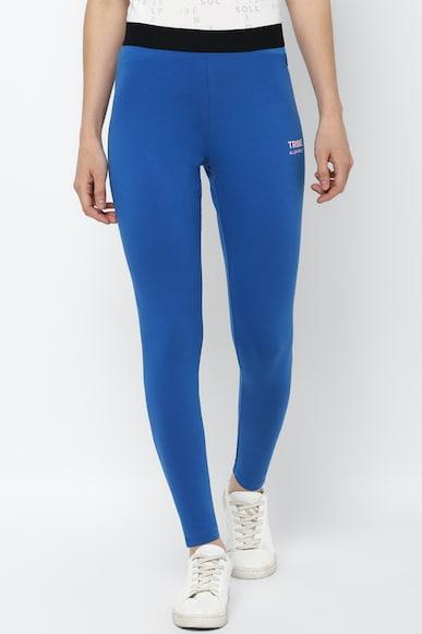 women blue regular fit casual leggings