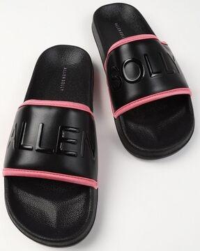 women brand embossed open-toe slides