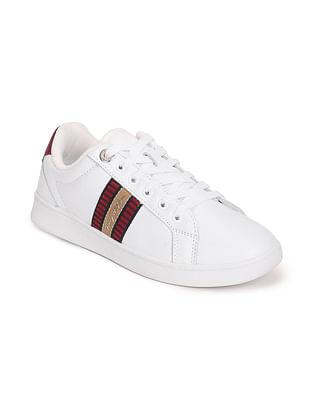 women brand tape leather sneakers