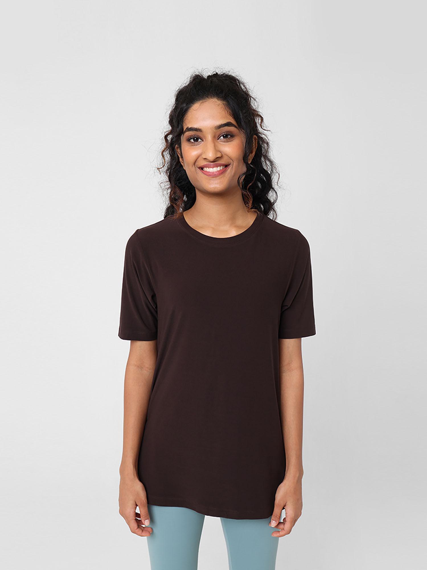 women brown breezy kur-tee with 2 pockets and side slit