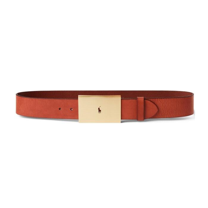 women brown polo id wide leather belt