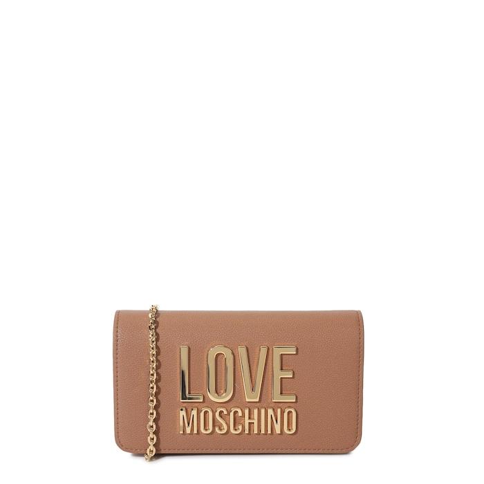 women brown solid lm lettering wallet with chain