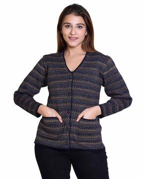 women button-down cardigan with patch pockets