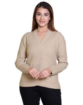 women button-down cardigan with patch pockets