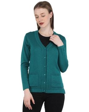 women button-down cardigan with ribbed hem