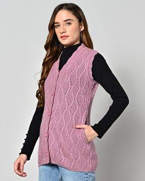 women cable-knit v-neck cardigan