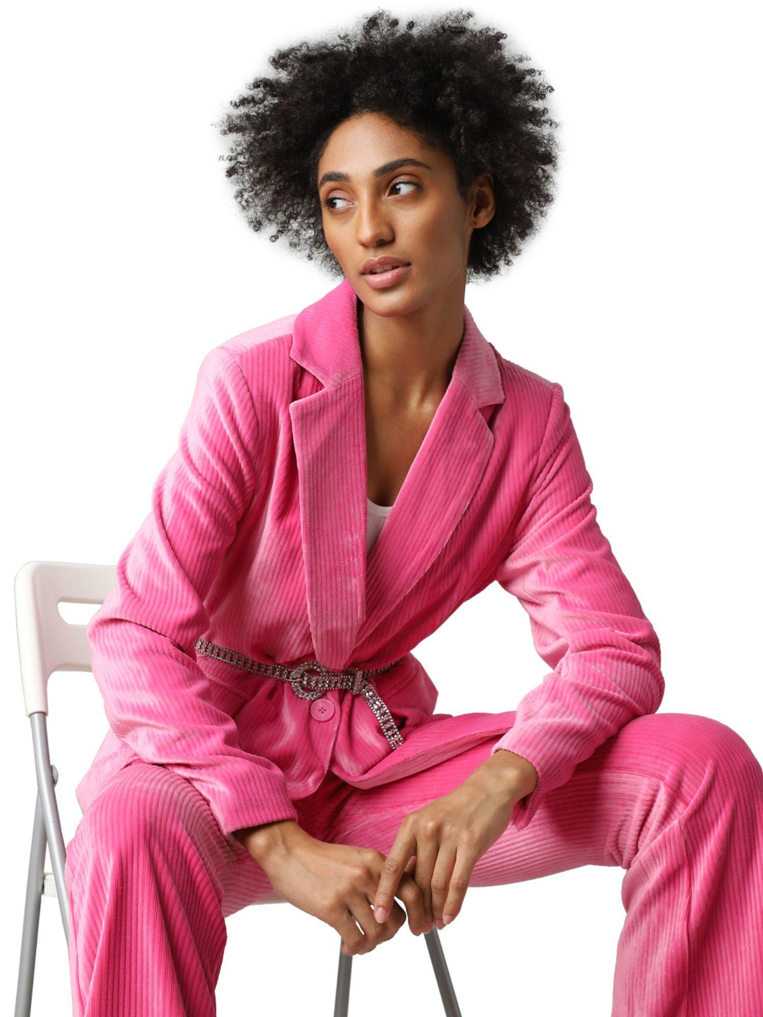 women casual pink blazer