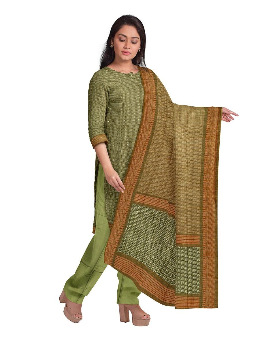 women chanderi cotton green color dress material - pbc3876985