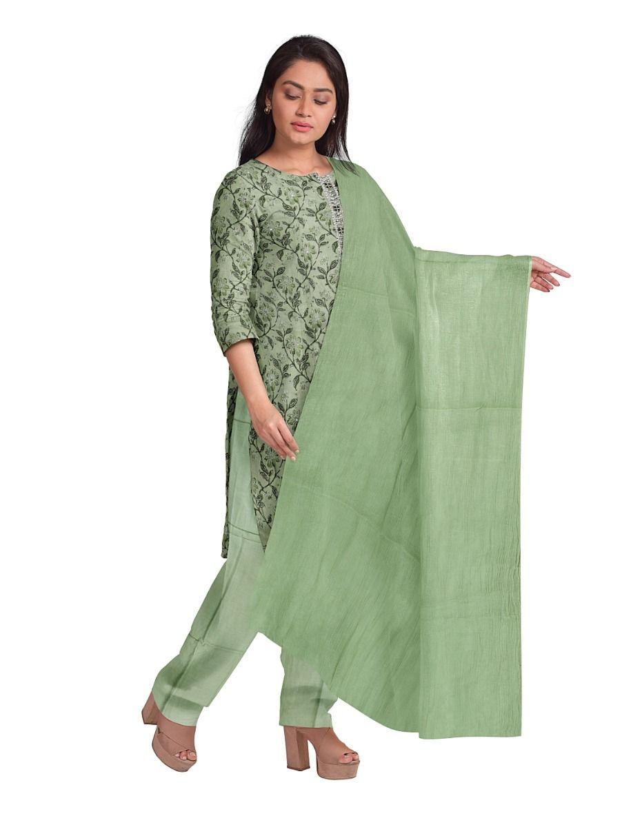 women chanderi cotton green dress material - pbc4043446