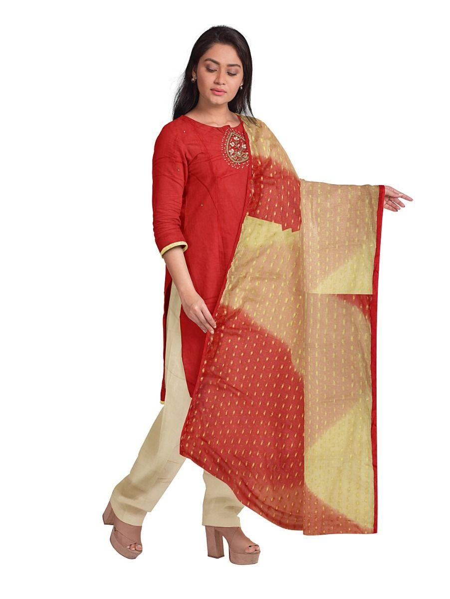 women chanderi embroidery cotton dress material-ekm - pib0666602