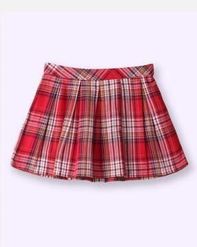 women-checked-flared-skirt