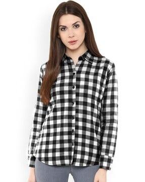 women checked tailored fit shirt
