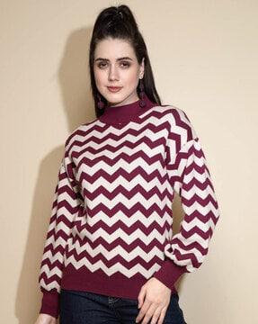 women chevron print pullover