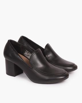 women chunky-heeled loafers