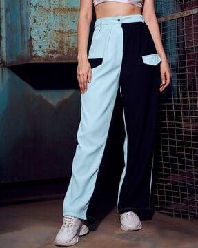 women colourblock relaxed fit trousers