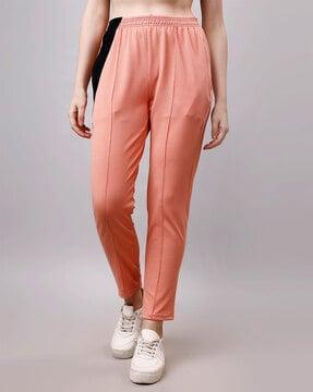 women colourblock tapered fit pleat-front trousers