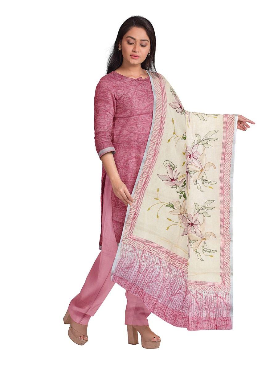 women cotton pink color dress material - pee2186732