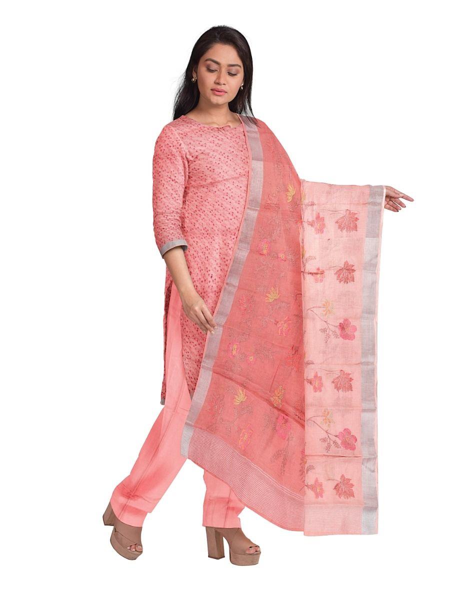 women cotton pink color dress material - pee2186749