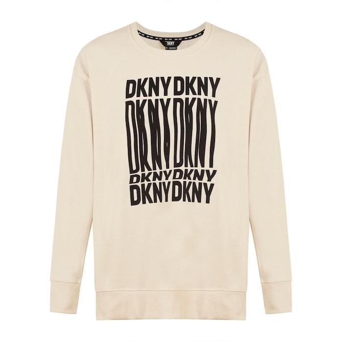 women cream multiple dkny branding sweatshirt