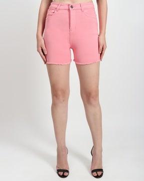 women denim shorts with insert pockets