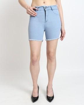 women denim shorts with insert pockets
