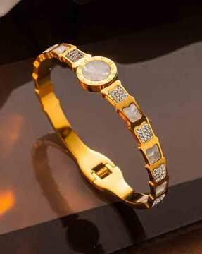 women diamond-studded gold-plated bracelet